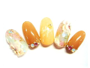 クリスタルネイル ボンベルタ橘店(CRYSTAL NAIL)/ チップ×オレンジラメグラ