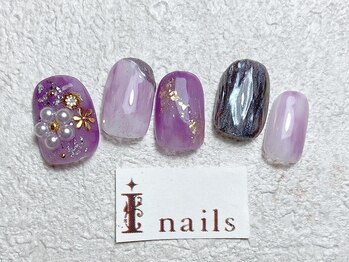 アイネイルズ 梅田店(I nails)/和装パープルニュアンス