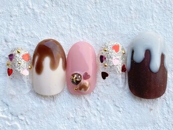 ネイルビート(NAIL BEAT)/くすみカラー　ハート　チョコ