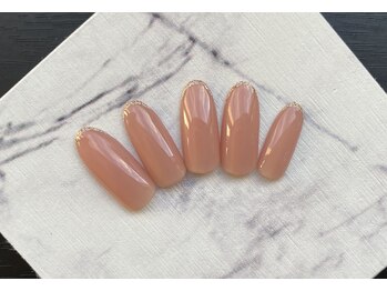 【ワンカラー】+爪先ラメライン