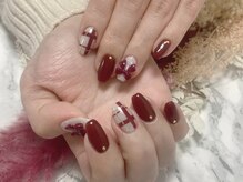 ハナネイル(はなNAIL)/赤チェック&赤リボン