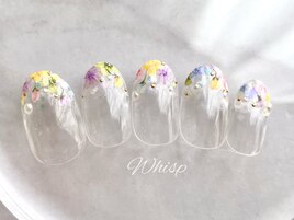 手描きお花フレンチ/パラジェル