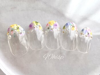 ウィスプ(WHISP)/手描きお花フレンチ/パラジェル