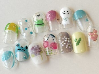 カラ ネイル 中津店(calla nail)の写真/【唯一無二のゆるかわ手書きネイル★】持ち込みOK!動物ネイル、落書きネイル、季節感×ほっこりアート多数!