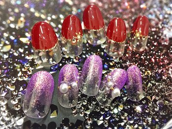 クリスタルネイル ボンベルタ橘店(CRYSTAL NAIL)/結晶フレンチ×グラデ