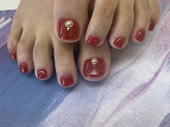 ディーネイル 四条烏丸(D-nail)/(春井)赤フットネイル