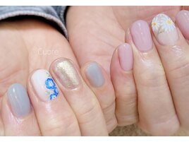 ２種のフラワーアートネイル