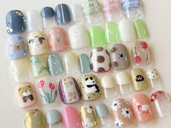 カラ ネイル 中津店(calla nail)の写真/爪を伸ばせない方、小さい爪の方にもぴったりなゆるかわアート☆個性を生かして周りと差がつくデザインに♪