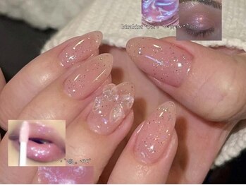 ジェミーネイル エビス(Jemiy nail ebisu)/うるうるピンクラメリボン