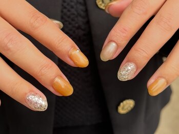 サクノネイル(SAKUNONAIL)/オレンジラメネイル