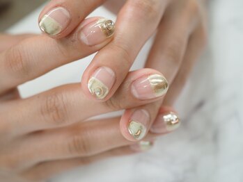 オトナネイル(otona nail)/ゴールドミラーフレンチネイル
