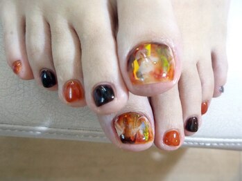 アミュリー ネイル アトリエ(Amury nail atelier)/べっこう シアー マーブル 大人