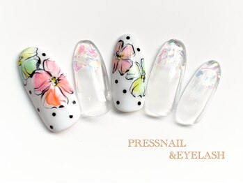 プレス ネイルアンドアイラッシュ(PRESS NAIL&EYELASH)/手書きフラワー♪