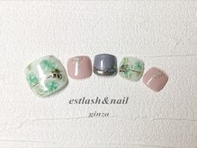 エストラッシュアンドネイル 銀座店(est lash&nail)/フットネイル　クローバーネイル