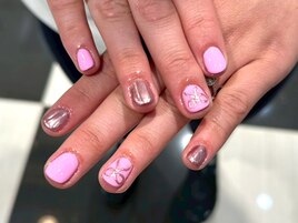 パステルピンクミラー大人リボン
