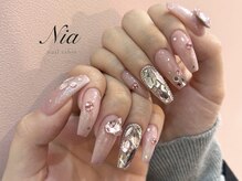 ニア ネイルサロン 大阪駅前第2ビル(Nia)/キラキラピンクネイル