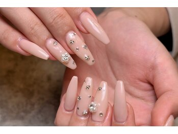 お花パールワンホンネイル