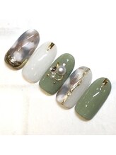 ライト ネイルズ ニシノミヤ(light nails NISHINOMIYA)/カーキネイル☆