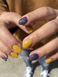 ワンカラー＋片手アート2本