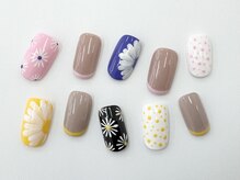 ネイルサロン クイール 小山店(NAIL SALON QUILL)/ワンカラー×フラワーアート