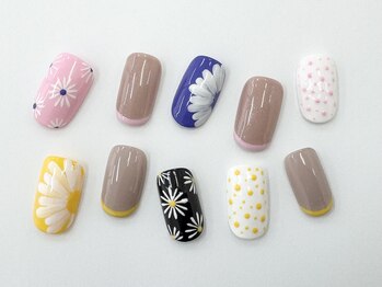 ネイルサロン クイール 小山店(NAIL SALON QUILL)/ワンカラー×フラワーアート