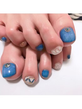 デニム風フットネイル