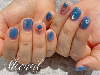 アクイユ 銀座店(ACCUEIL)/ブルーフラワーネイル