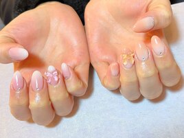 アシンメトリー　リボンネイル