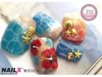 ネイリックス 栄ガスビル(NAILX)/ドロップネイル☆ハイビスカス