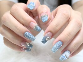 ツイード×グラデーションネイル