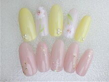 ネイルサロン あかねいろ/秋冬　フラワーアート　手描き