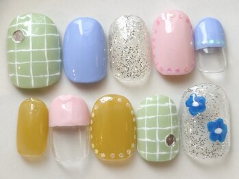 カラ ネイル 中津店(calla nail)/春夏カラフルアシメ