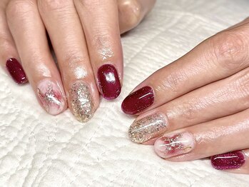 赤系ニュアンスネイル ¥10500