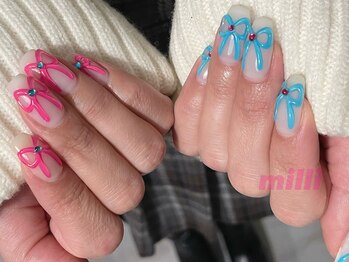 ミリネイルズ(milli nails)/ぷっくりリボン