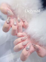 デリーネイル(Dely_nail)/グレージュ×ドットのシアー