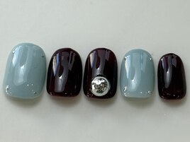 ボルドー水色個性派¥6000