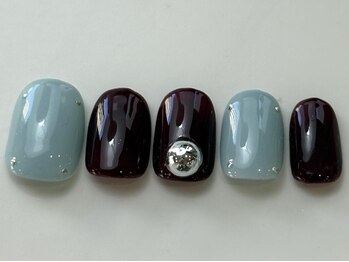 ボルドー水色個性派¥7000