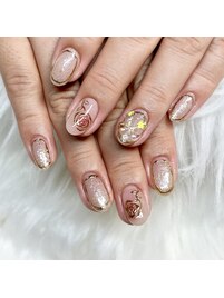 ゴールドミラー薔薇デザイン