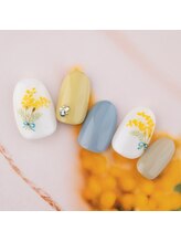 ラ カゼッタ(La casetta)/ミモザ押し花ネイル