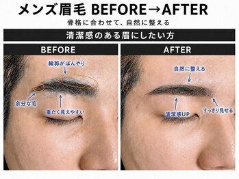メンズ眉毛サロン LIBRA 心斎橋店【メンズ眉毛/眉毛サロン/アイブロウ/眉ワックス】の写真/【垢抜け度No1】メンズの第一印象は眉で決まる★骨格・筋肉を見極めた黄金比デザインで理想のモテ眉を実現