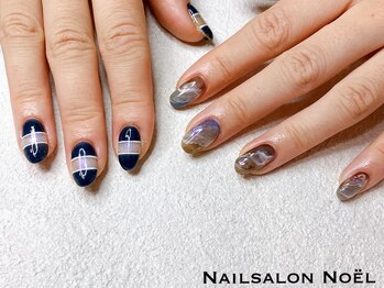 ノエル(Noel)/ネイビー×地層ネイル