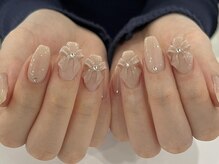 ネイルメゾン 梅田(NAIL MAISON)/ジュエルリボンシンプルベージュ