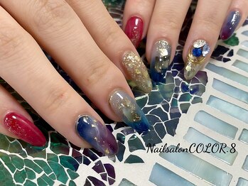 ネイルサロン カラーエイト(Nailsalon COLOR.8)/ニュアンス、キラキラ、スカルプ