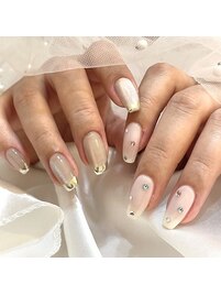 フレンチと1カラーのアシメ