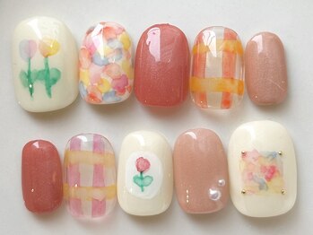 カラ ネイル 中津店(calla nail)/水彩フラワー