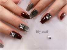 リリーネイル(lily nail)/ボルドー＋黒マグ