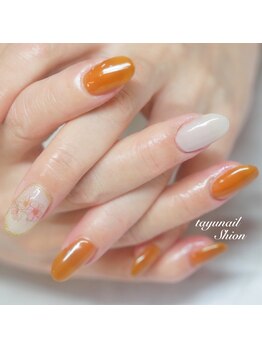 たゆ ネイル(たゆnail)/秋のアンティークブラウンネイル