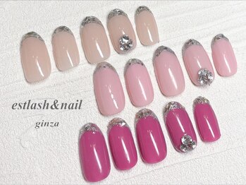 エストラッシュアンドネイル 銀座店(est lash&nail)/似合わせ　ガラスフレンチ