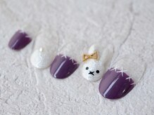 カトルナフ(quatre fois neuf)/手描きうさぎのアートネイル