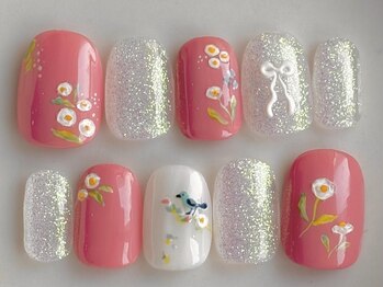 カラ ネイル 中津店(calla nail)/お花とリボン